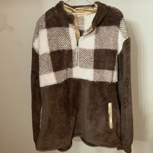 Brown and White Plaid Women's Jacket